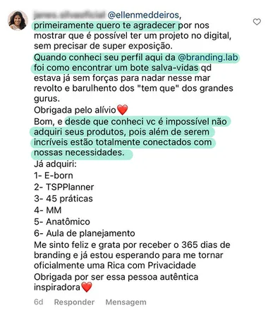 Depoimento de uma cliente da Branding.lab