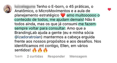 Depoimento de uma cliente da Branding.lab