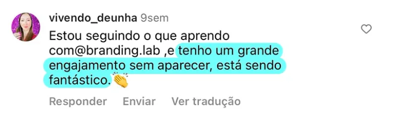 Depoimento de uma cliente da Branding.lab