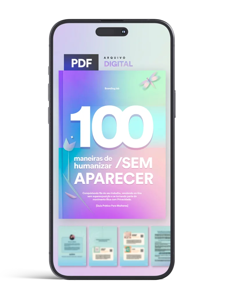 Um iPhone exibindo a capa digital do livro 100 Maneiras de Humanizar Sem Aparecer