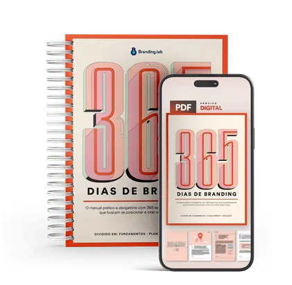 Versão física e digital do livro 365 Dias de Branding