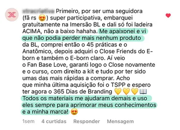 Mensagem de uma leitora do 365 Dias de Branding