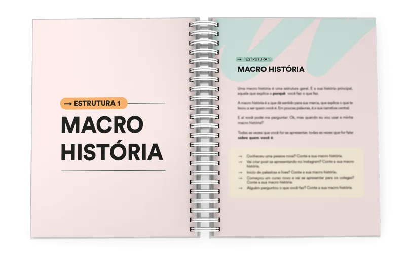 Página do guia com a estrutura da macro história