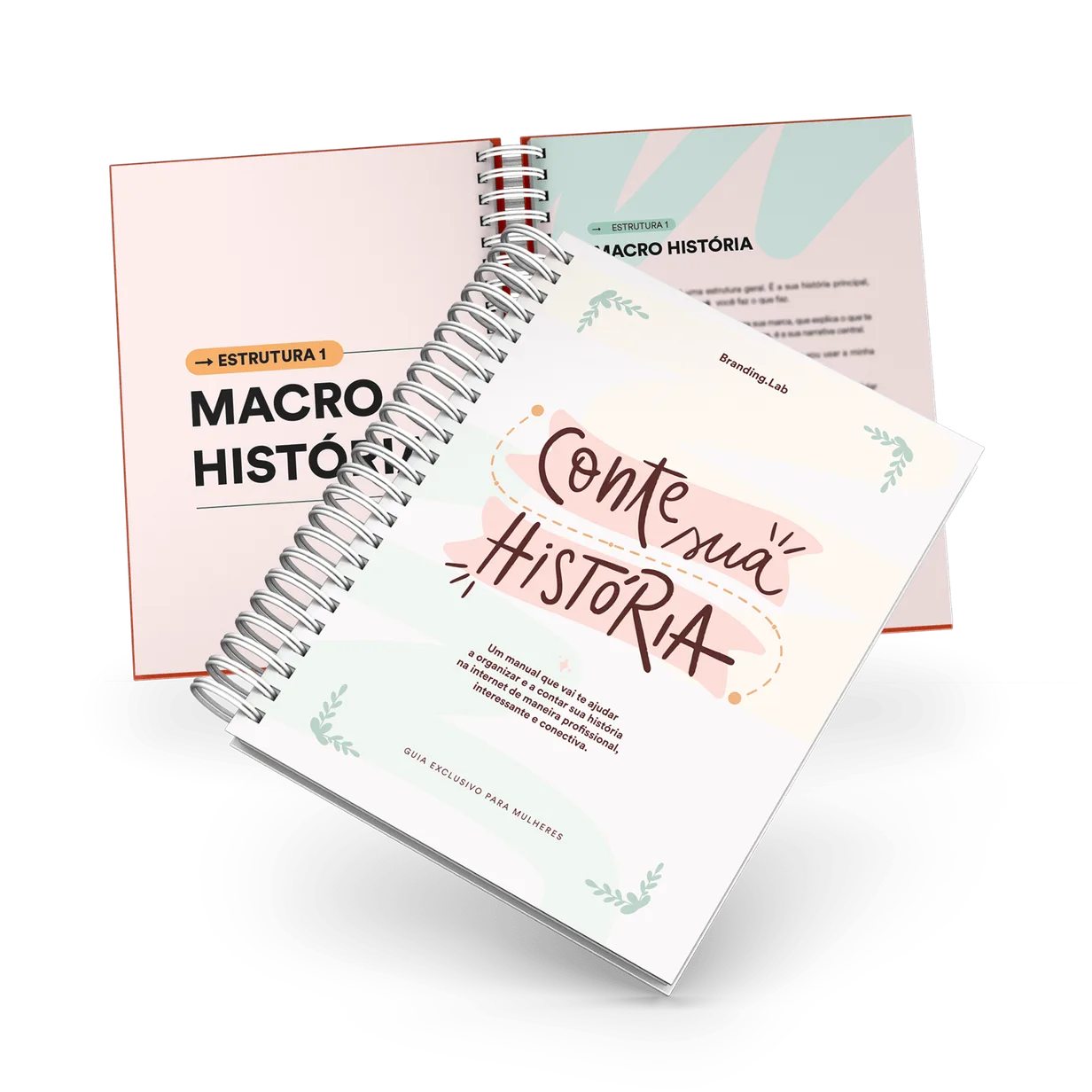Guia Conte Sua História impresso, aberto na estrutura da macro história